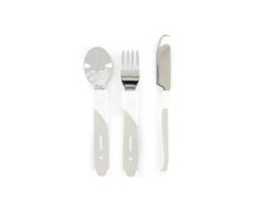 Twistshake Juego de Cubiertos de Aprendizaje para Bebés de Acero Inoxidable, con Tenedor, Cuchillo y Cuchara, Sin BPA, a Partir de 12 Meses, Blanco