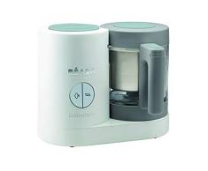 BÉABA - Babycook Néo - Robot de cocina para bebés 4 en 1, Cocina al Vapor Suave y Tritura, Hecho en Francia, Jarra de Cristal y Cestilla de Cocción de Acero Inoxidable, Blanco y Gris