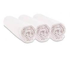 Lote de 3 sábanas bajeras algodón orgánico para cuna 60 x 120- 2 colores disponibles) blanco Talla:60 x 120