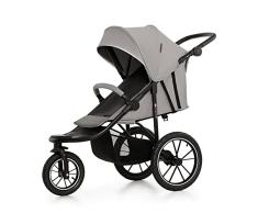 Kinderkraft HELSI, Jogger, Silla de Paseo, Para Bebés, Carrito Deportivo, 3 Ruedas, Desde el Nacimiento hasta 22 Kg, Rueads Neumaticas, Off Road, Cesta Grande, Gris
