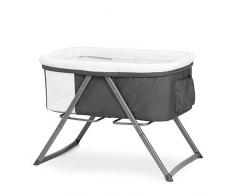 Hauck Dreamer Minicuna con funcion mecedora, cuna de viaje incluido colchon y compartimentos para almacenaje, plegable y montaje facil, gris