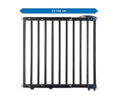 Barrera para Puerta y Escalera para Sujetar o atornillar, Kit de construcción Extensible, 63-106 cm, Color Negro