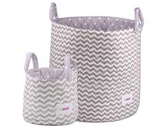 Minene, Cesta de almacenamiento, pequeña plegable, tamaño grande, caja de almacenaje gris Blue Star, Fuchsia Star, Grey Star, Grey Chevron, Pink Flowers, Green Dots; Red Gingham, Grey Spot, Blue Grey Star, Cream Flowers, Yellow
