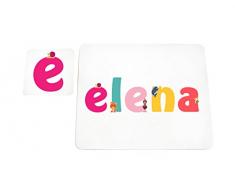 Little Helper mantel con Coaster estilo illustratif pintado con el nombre de joven Elena