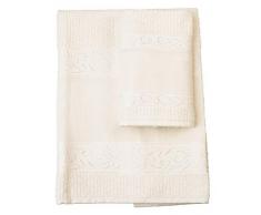 Red – Juego de toallas de mano con invitados, 100% rizo de algodón, color liso, con inserto de tela Aida para bordar, color marfil