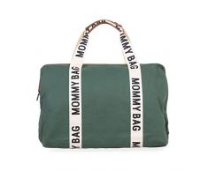 CHILDHOME, Mommy Bag, bolso cambiador, maternidad, bolso de viaje, gran capacidad, cambiador, correa ajustable, compartimentado, bolsillo térmico, abertura para la maleta, Signature Verde