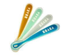 Béaba 913413 Set de 4 cucharas ergonómicas, primera edad, Color Soft rainbow