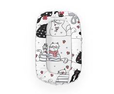 KOSPU Babynest, Protector de Cuna Con Relleno 100% de Silicona de Algodón, de Algodón, 90 x 70 Cm