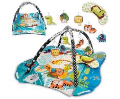 LIONELO Anika 2en1 Gimansio de Actividades 4 juguetes colgantes sonajeros 2 arcos Manta juegos bebé Función de parque de juegos Almohada de apoyo para bebe Educativa