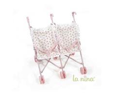 La Nina-62076 Sillita gemelar muñecas, Color Rosa, 49 x 53 x 41 cm (62076)