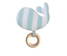 Manhattan Toy Whale Knit Baby Rattle with Wooden Teether Mordedor de Madera (216350)
