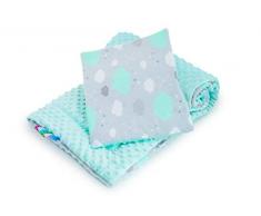 Bocioland Minky - Manta (75 x 100 cm, incluye cojín) multicolor Wolken mint