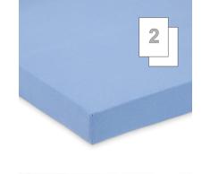 FabiMax 3562 - Sábana Bajera Ajustable para moisés (2 Unidades, 40 x 80 cm), Color Azul