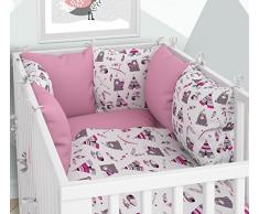 Juego de 3 piezas: ropa de cuna de 100 x 135 cm con sábana bajera y protector de almohada – seis fundas de almohada de terciopelo para la cuna de 70 x 140 cm.