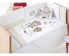 Pirulos Bonito Conjunto Edredón + Protector/Chichonera + Cojín Diseño Spin para Maxi Cuna Bebé, Medidas 72x142 cm Color Blanco con Colores