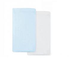 Dudu N Girlie cuna cama de algodón Jersey sábanas bajeras, blanco/azul, 2 piezas