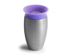Munchkin Vaso en acero inoxidable, Vaso para Niños Pequeños y Bebés, Vaso Antiderrame de Silicona Libre de BPA, Vaso Infantil Fácil de Limpiar, Apto para Lavavajillas, 296 ml, Morado