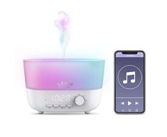 Hubble Connected Mist Humidificador inteligente 5 en 1 con difusor de aroma, altavoz Bluetooth, luz nocturna, reloj digital LED, hasta 10 horas de funcionamiento y aplicación para teléfono inteligente