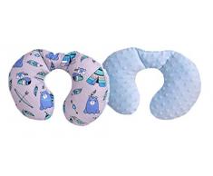 Medi Partners - Almohada cervical para niños, 100% algodón/Minky, almohada cervical para cochecito de bebé, viaje en coche, para dormir, almohada para dormir (tipi con minky azul claro)
