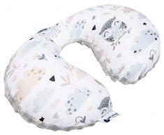 NECK PILLOW Soporte Cuello 100% Algodón/Minky Medi Partners Bebé Cojín cervical para coche Paseante Viaje dormir Almohada snooze roll (Glade con gris Minky)