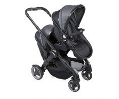 Chicco Fully Twin - Silla de Paseo Gemelar, Capazo y Silla de Paseo Transformable, Color Negro (Stone)