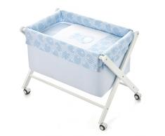 Piccolandy Pompom Stars - Minicuna plegable de madera blanca, color azul