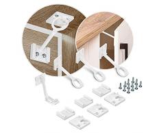 Reer Juego de 3 protectores de armario y cajones internos conforme a DIN EN 169482017 de seguridad infantil de fácil fijación con ayuda de montaje incluida, color blanco
