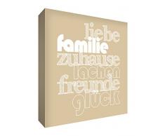 Feel Good Arte HAPHME1515-01G Wandschmuck lona en el estilo de amor y la familia, beige, 38 x 38 cm