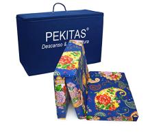 PEKITAS Colchón Plegable Cuna 60x120 Cm Grosor 6 Cm Bolsa Viaje Funda Lavable desmotable,Color Estampado Floral,Fabricado En España