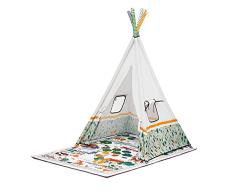 kk Kinderkraft LITTLE GARdeNER Tapete educativo 3 en 1, Gimnasio bebé, Alfombra para niños, Tapete bebé, Parque Infantil bebé, Tipi, Arcos Suaves, Juguetes, Aprendiendo Ingles