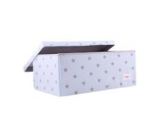 Minene - Caja grande de almacenamiento con tapa, azul con estrellas grises, ideales para guardar juguetes