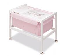 Pirulos Globo - Minicuna cuadrada, 61 x 90 x 80 cm, color blanco y rosa