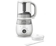 Philips Avent SCF883/01 - Procesador de alimentos para bebé 4 en 1 en color blanco: cocina a vapor, tritura, descongela y calienta en un solo recipiente