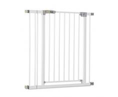Hauck Barrera Seguridad Niños para Puertas y Escaleras Open N Stop Safety incl. Extension 9 cm, Barandilla Escalera Niños, sin Agujeros, 84- 89 cm (Paquete de 1), Vallas Infantiles, Metal, Blanco