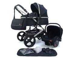 Silla de paseo Pixini Kalani 3 en 1, Trío, Niño, Silla de coche, Accesorios (gris/negro)