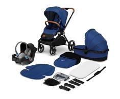 LIONELO Mika cochecito de bebé 3 piezas, coche de bebé 3 en 1, carrito para bebé, carro bebé 3 piezas el conjunto, silla de paseo, capazo y silla de coche, función de transportador, mosquitera (Azul)
