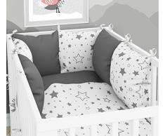 Juego de 3 piezas: ropa de cuna de 100 x 135 cm con sábana bajera y protector de almohada – seis fundas de almohada de terciopelo para la cuna de 70 x 140 cm.