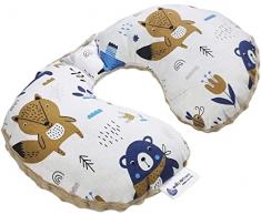 NECK PILLOW Soporte Cuello 100% Algodón/Minky Medi Partners Bebé Cojín cervical para coche Paseante Viaje dormir Almohada snooze roll (Boho con Minky beige)
