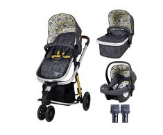 Cosatto carrito bebe 3 en 1 Giggle en el estampado Nature Trail -Apto desde el nacimiento hasta los 18kg, carrito, silla de paseo, capazo y silla de coche, ligero,compacto, incluye protector de lluvia