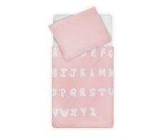 Jollein Funda de edredón y de almohada, funda de edredón y funda de almohada 120 x 150 cm, ABC Blush rosa, funda de edredón y funda de almohada 120 x 150 cm, ABC Blush rosa, de