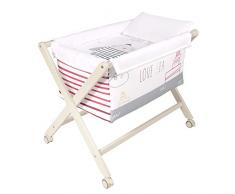 Minicuna plegable desenfundable patas madera blanco (50 x 80 cm) LOVE SEA