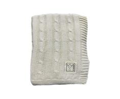 KAISER 65218310 CABLE KNIT - Manta de bebé de punto 100% algodón orgánico (kbA), manta de bebé transpirable, recién nacido para el verano, recién nacido, manta para cochecito, manta de bebé, crema