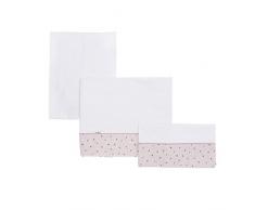 Cambrass Stela - Sábana para minicuna, 3 piezas, 80 x 120 cm, color rosa