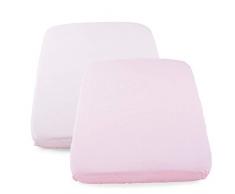 Chicco - Set de 2 sábanas bajeras ajustable para mini cuna 50 x 83 cm, color rosa y estampado (Pink Pois)