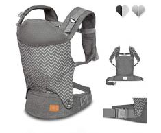 Lionelo Margareet - Portabebés con 3 posiciones de uso, posición correcta del bebé, cubierta retráctil, doble protección, materiales hipoalergénicos, cinturón, certificado TÜV (gris)