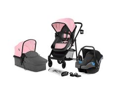 Kinderkraft Carrito Bebé 3 en 1 JULI, Silla de Paseo, Silla Coche, Accesorios, Rosa