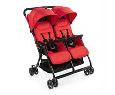 Chicco OHlala Twin - Silla de paseo gemelar, muy ligera y compacta, solo 8 kg, gemelos mellizos o hermanos, color rojo (Paprika)
