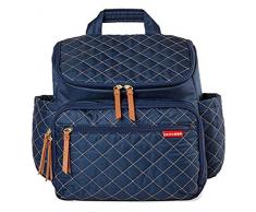 Skip Hop Mochila para pañales: Forma, multifunción, bolsa de viaje para bebé con cambiador y accesorio para cochecito, azul marino