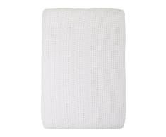 Junior Joy 6150WH - Manta celular para cuna, de algodón, 130 cm x 180 cm, color blanco