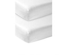 Meyco Baby Uni - Sábana Bajera Ajustable para Cuna (2 Unidades, 100% algodón, Ajuste Gracias a la Goma elástica, Transpirable, Medidas: 60 x 120 cm), Color Blanco